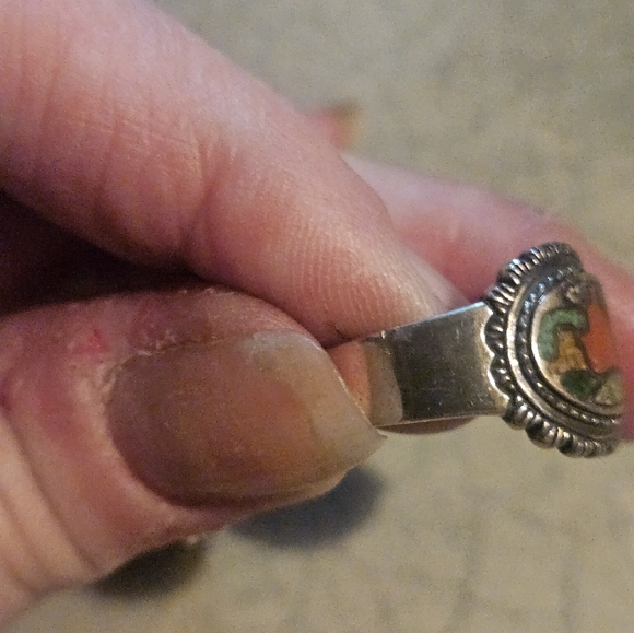 CAROLYN POLLAK BEAUTIFUL STERLING & INLAID RING - Picture 7 of 7